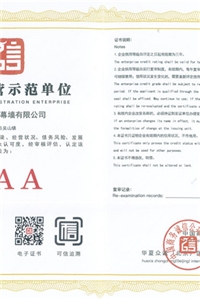 诚信经营示范单位